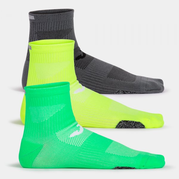 JOMA Pack Of Socks Running Night Fluo zelená