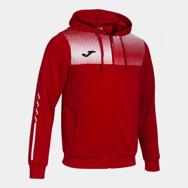 Mikina Joma Supernova IV Zip-Up Hoodie červená-bílá
